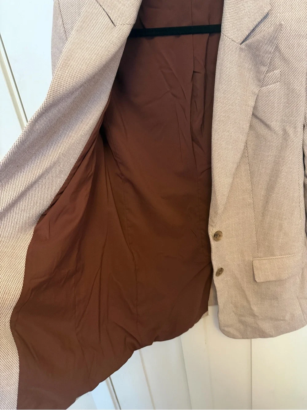 Express Textured Oversized Blazer Boyfriend Fit Beige Neutral Two Button Lined S - Picture 10 of 12